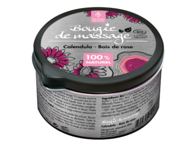 L'Herbier de Sophie - bougie de massage aux huiles essentielles bio ,calendula, bois de rose-Altho-100 ml