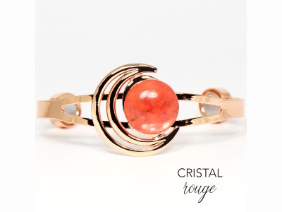 L'Herbier de Sophie - Bracelet Jonc Moonlight magnétique Cristal Rouge-auris - Taille unique