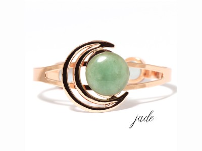L'Herbier de Sophie - Bracelet Jonc Moonlight magnétique Jade - Taille unique