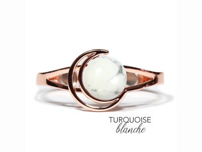 L'Herbier de Sophie - Bracelet Jonc Moonlight magnétique Turquoise Blanche - Taille unique