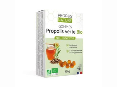 L'Herbier de Sophie - Gommes Miel & Propolis verte Bio eucalyptus -Propos Nature-45 gr
