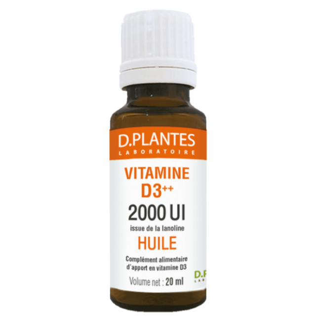Vitamine D3++ huile 2000 UI gouttes - D.Plantes - 20 ml